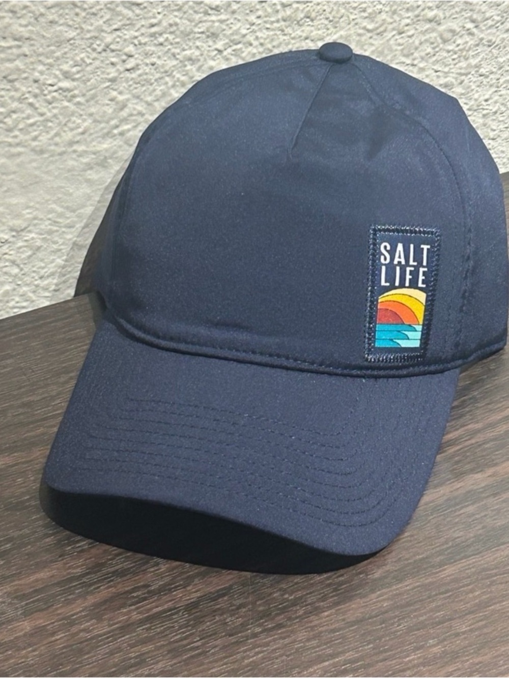 Salt Life Navy Blue Baseball Cap with Sunset Patch